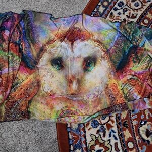 Jumbie Art Fractal Colorful Owl Print Pashmina
